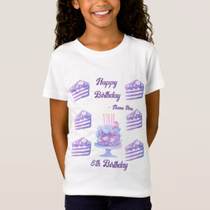 Camiseta Jersey Fina de Cumpleaños para Niñas Blan
