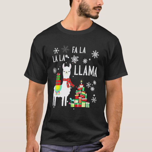 Camiseta Jerseys feos de Navidad fa la la llama (Anverso)