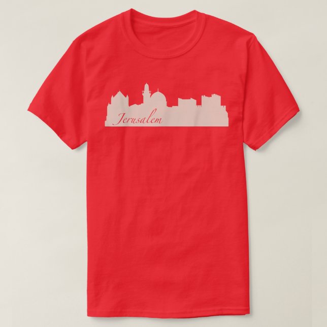 Camiseta Jerusalem, Israel City Skyline Souvenir Style  (Diseño del anverso)