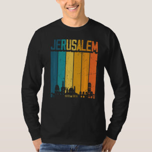 Camiseta Jerusalén Israel Retro Vintage Atardecer Silueta J