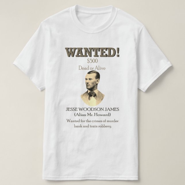 Camiseta Jesse James Wanted Outlaw 🚨 Wild West USA (Diseño del anverso)