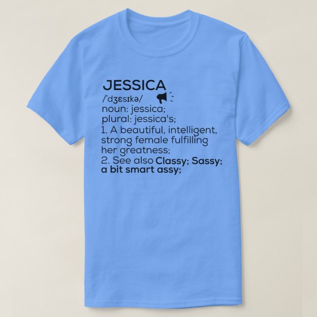 Camiseta Jessica Nombre Definición Jessica Nombre femenino (Diseño del anverso)