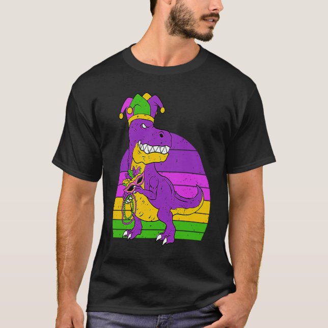Camiseta Jester Dinosaur Masquerade Mask Sleeping Mardi Gra (Anverso)