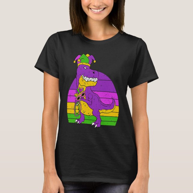 Camiseta Jester Dinosaur Masquerade Mask Sleeping Mardi Gra (Anverso)
