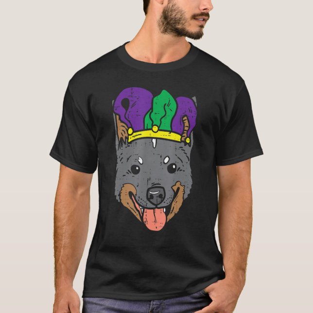 Camiseta Jester Gorra Heeler Face Mardi Gras Ganado Hombres (Anverso)