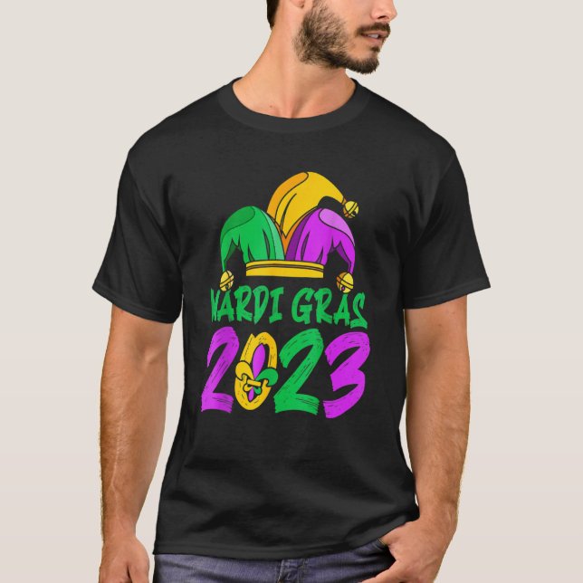 Camiseta Jester Gorra Mardi Gras 2023 Pájaros de máscaras (Anverso)