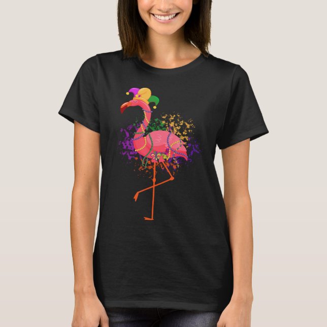 Camiseta Jester Pink Flamingo Bird Animal Cute Mardi Gras C (Anverso)
