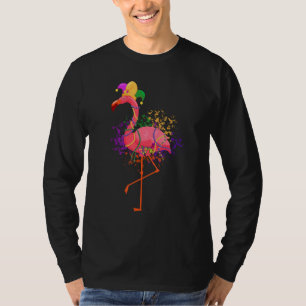 Camiseta Jester Pink Flamingo Bird Animal Cute Mardi Gras C