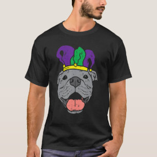 Camiseta Jester Pitbull Face Mardi Gras Pittie Perro Mujere