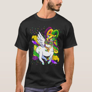 Camiseta Jester Rainbow Unicorn Diseño Máscara Mardi Gras
