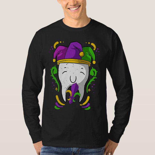 Camiseta Jester Tooth Mardi Gras Dentist Dental Hygienist A (Anverso)
