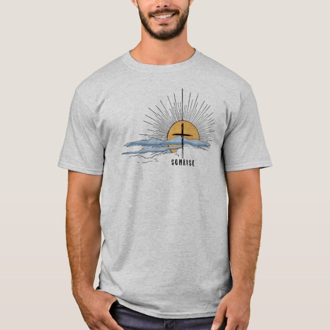 Camiseta Jesucristo Acuarela Sunrise Cross Christian (Anverso)