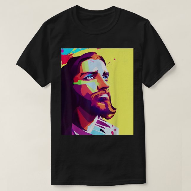 Camiseta Jesucristo arte pop Jesucristo enfrenta al cristia (Diseño del anverso)