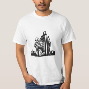 Camiseta Jesucristo con arte de oración de soldado militar