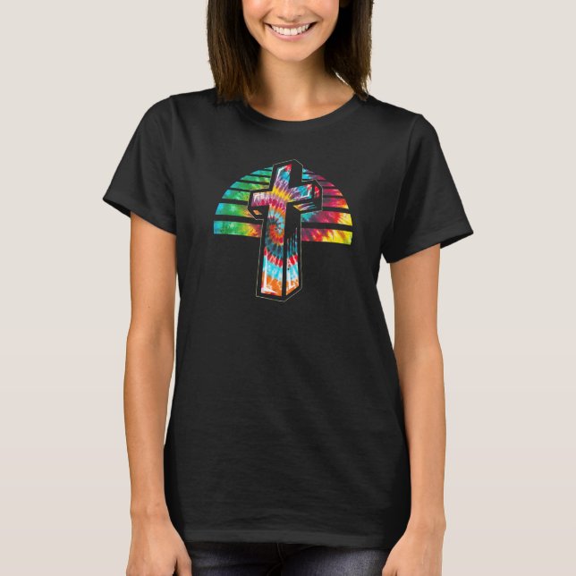 Camiseta Jesucristo cruz cristiana tinte arcoiris bi religi (Anverso)