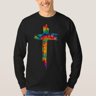 Camiseta Jesucristo cruz cristiana tinte arcoiris bi religi
