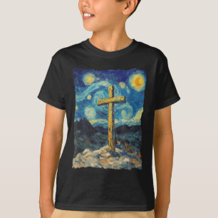 Camiseta Jesucristo Cruz Van Gogh Estilo Noche Estelar Cris
