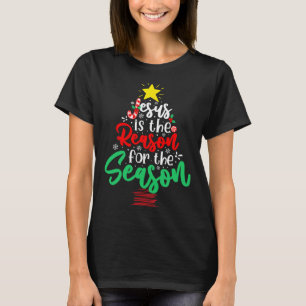 Camiseta Jesucristo Es La Razón De La Navidad Árbol De Navi