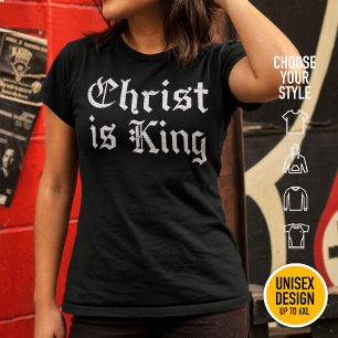 Camiseta Jesucristo es Rey - estilo gótico grunge erosionad