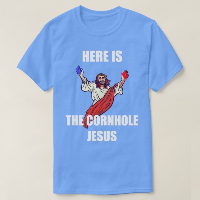 Camiseta Jesucristo Jugando Cornhole (Diseño del anverso)