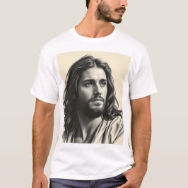 Camiseta Jesucristo - Retrato artesanal de carbón vegetal