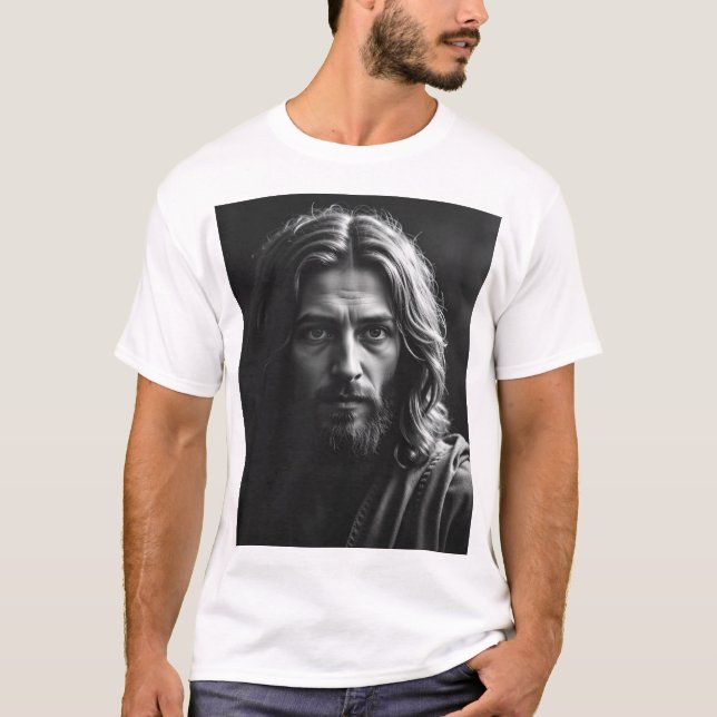 Camiseta Jesucristo - Retrato artesanal de carbón vegetal (Anverso)