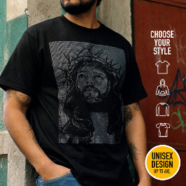 Camiseta Jesucristo Retro Friki Tecnología Arte Ascii 80s J