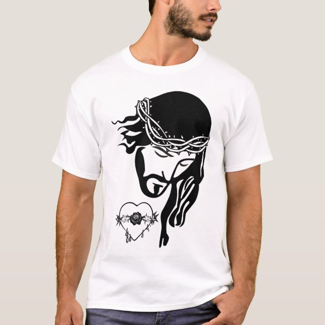 Camiseta Jesucristo tira el arte del corazón sangrante (Anverso)
