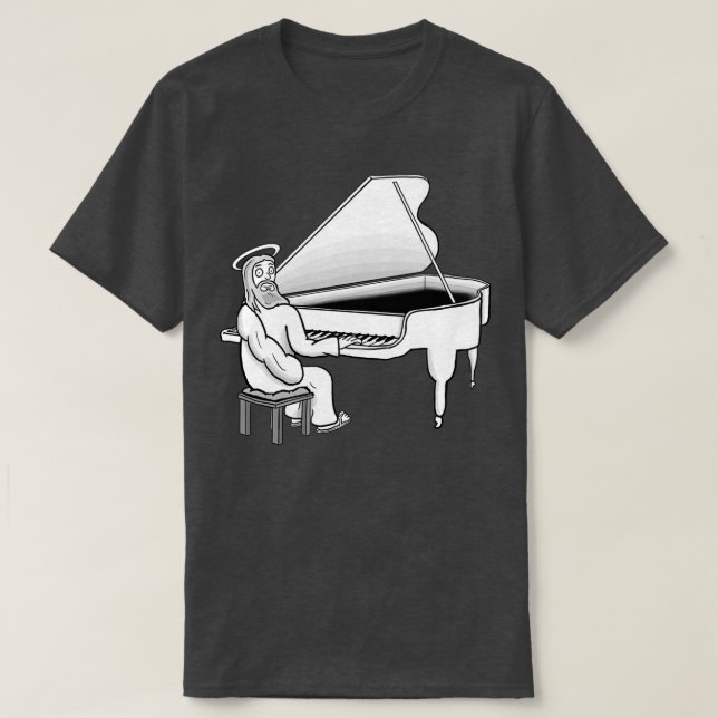 Camiseta Jesucristo tocando el piano de cola (Diseño del anverso)