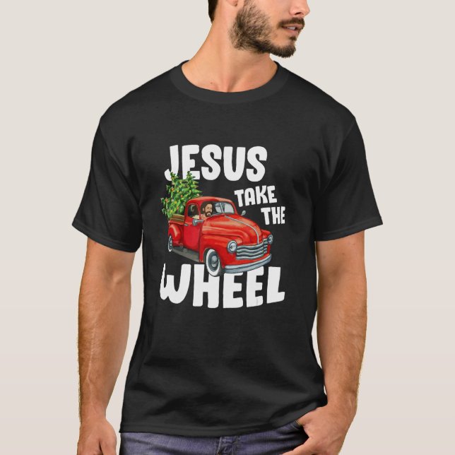 Camiseta Jesucristo Tome La Rueda Navidades De Camión Rojo (Anverso)