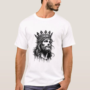 Camiseta Jesucristo usando el arte de la corona de reyes