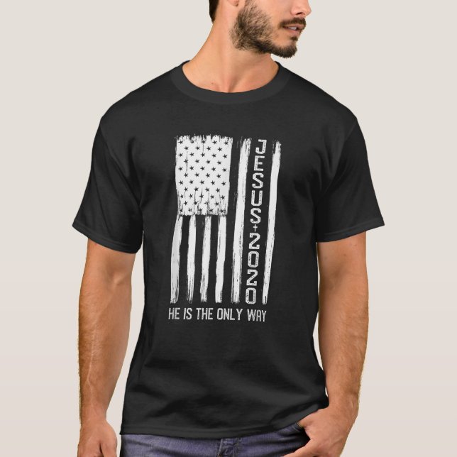 Camiseta Jesús 2020 Bandera Americana Vintage T Shirt (Anverso)