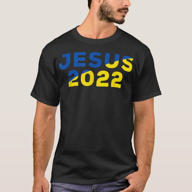 Camiseta Jesús 2022 Apoyo Cristiano Ucrania  Bandera Ucrani (Anverso)