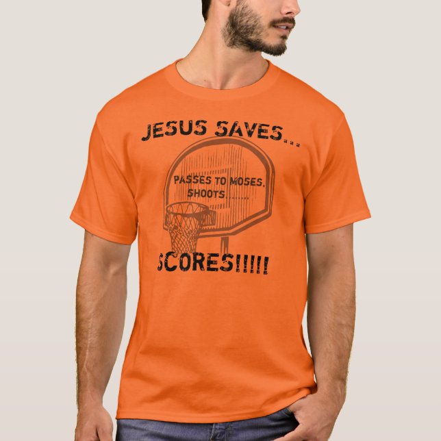 Camiseta Jesús ahorra - el baloncesto T de los hombres (Anverso)
