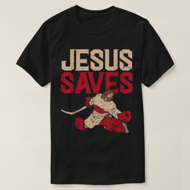 Camiseta Jesús Ahorra Hockey Sobre Hielo Goalie Deporte Chr (Diseño del anverso)