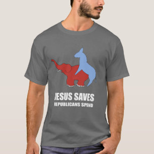 Camiseta Jesús ahorra. Los republicanos pasan