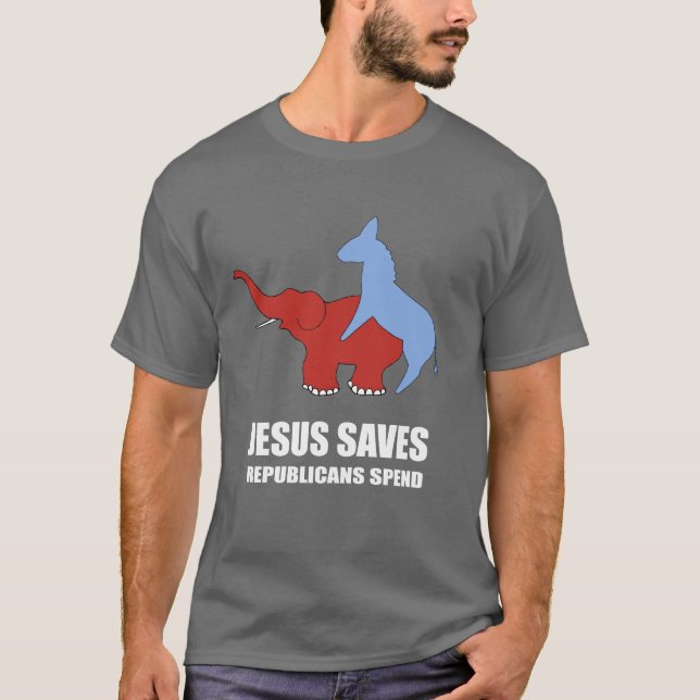 Camiseta Jesús ahorra. Los republicanos pasan (Anverso)