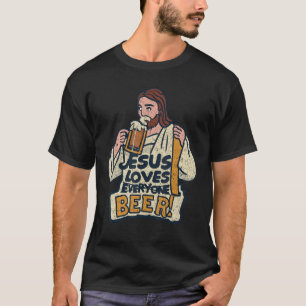 Camiseta Jesús Ama A La Cerveza Dios Hombre