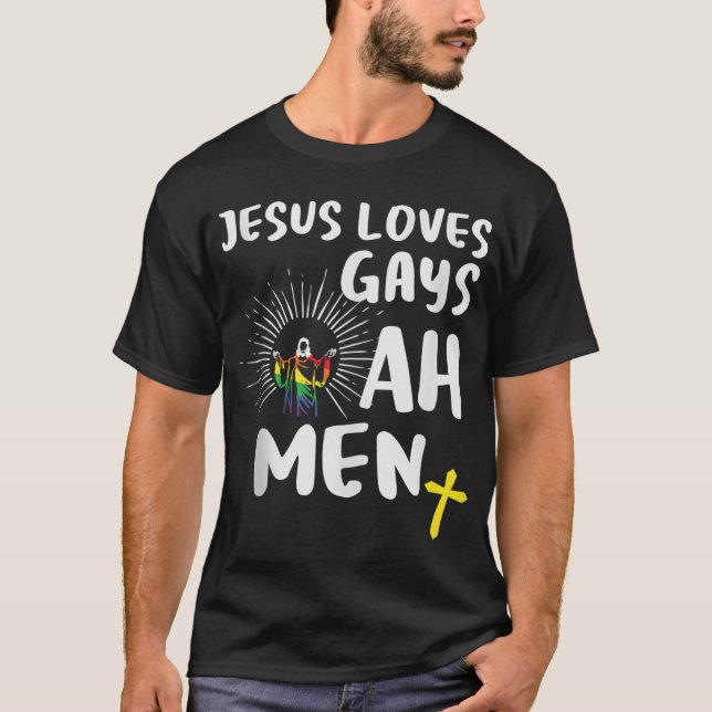 Camiseta Jesús ama a los gays, a los gays, a los LGBT Jesús (Anverso)
