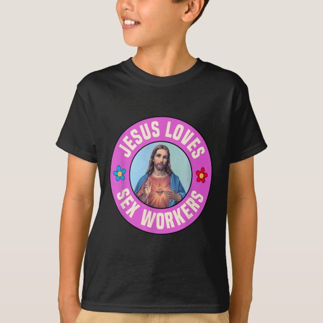 Camiseta Jesús ama a los trabajadores Flores de fe cristian (Anverso)