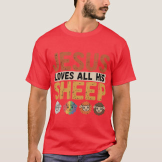Camiseta Jesús Ama A Todas Sus Ovejas Cristianismo Arcoíris