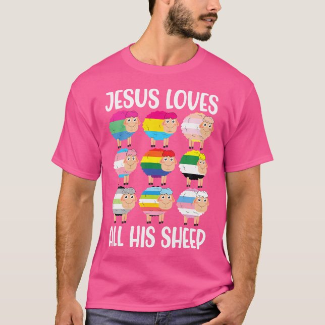 Camiseta Jesús Ama A Todas Sus Ovejas Lgbt Ally Gay Lesbian (Anverso)