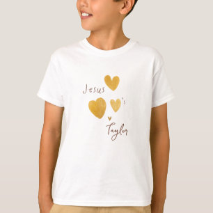 Camiseta Jesús ama el nombre personalizado de los niños T-S