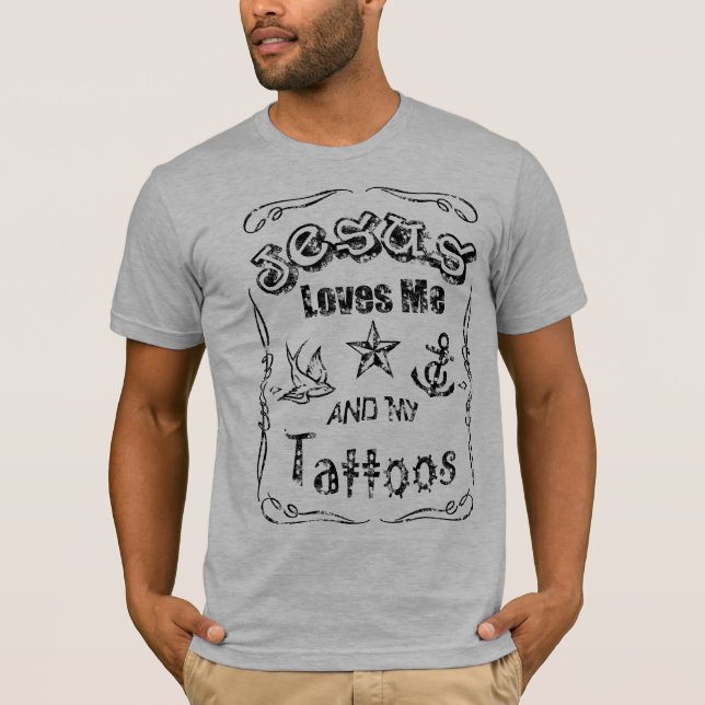 Camiseta Jesús ama me y mis tatuajes (Anverso)