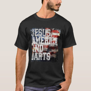 Camiseta Jesus America y Darts Funny USA