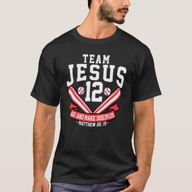 Camiseta Jesus and Baseball Team Jesus Christian Matthew 28 (Anverso)