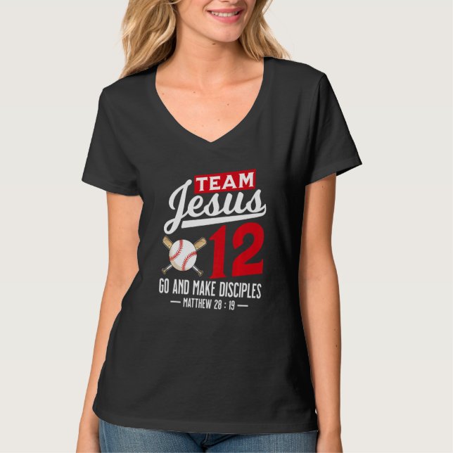 Camiseta Jesus and Baseball Team Jesus Christian Matthew 28 (Anverso)