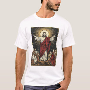 Camiseta Jesús Antiguo Gloria Radiante Grabado Cristiano De