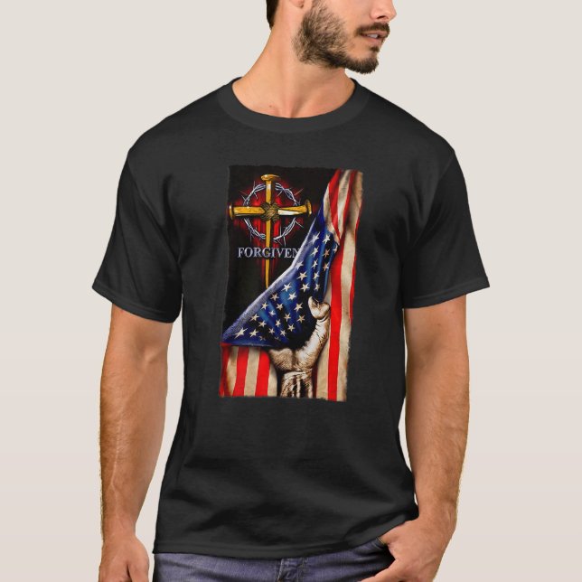 Camiseta Jesús Bandera Americana Bandera Cristiana Patrióti (Anverso)