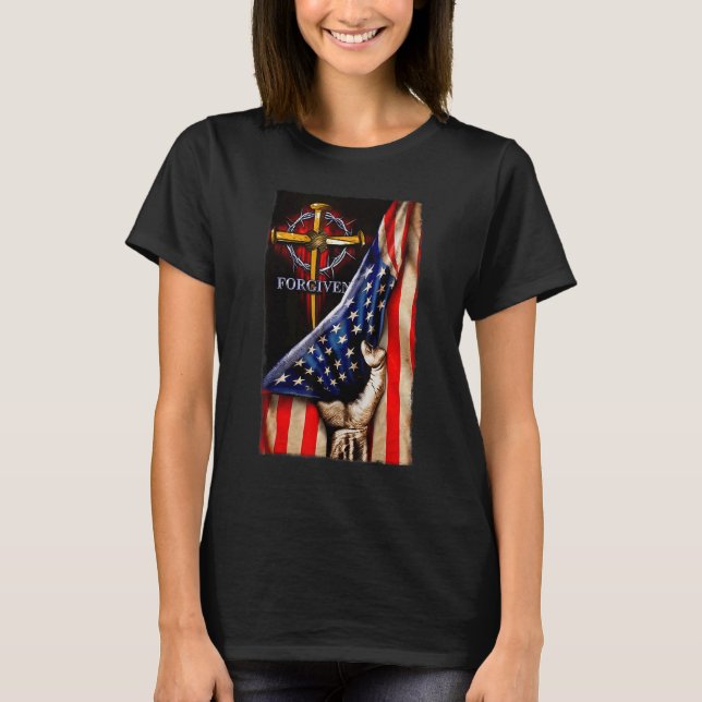 Camiseta Jesús Bandera Americana Bandera Cristiana Patrióti (Anverso)